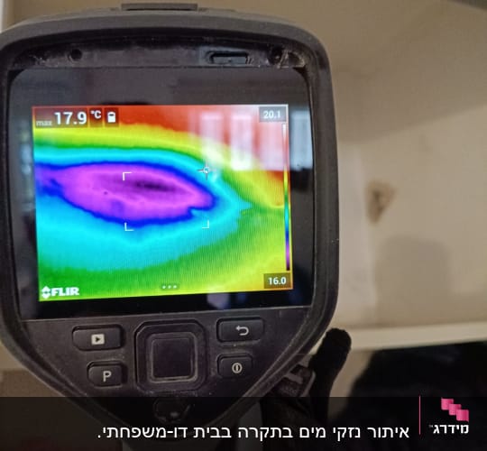 מד חום תרמי מציג אזור צבעוני על מסך